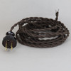 8ft. Brown Twisted Two Conductor Wire Cordset with Antique Style Polarized Plug
