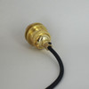 Polished Brass Metal E-26 Base Keyless Lamp Socket Pre-Wired with 6Ft Long Black Nylon Overbraid