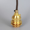 Unfinished Brass E-26 Base Keyless Lamp Socket Pre-Wired with 6Ft Black/Brown Nylon Overbraid