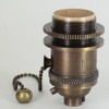 Antique Brass Uno Threaded Pullchain Switch Socket Includes Knurled and Smooth Shade Ring