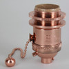 Polished Copper Uno Threaded Pullchain Switch Socket Includes Knurled and Smooth Shade Ring