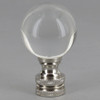 Plain Round Crystal Ball Finial with Polished Nickel 1/4-27 Threaded Final Base.