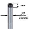 48in Long X 1/8ips (3/8in OD) Male Threaded Unfinished Aluminum Pipe Stem Threaded 3/16in On Both Ends.