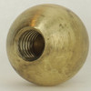 1in. Solid Brass Ball 3/8-16 UNC Female Threaded Hole - Unfinished Brass