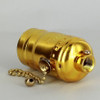 Polished Guilt Medium Base Pull Chain Socket With 1/8ips Cap And Set Screw. Rated 660w-250v