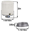 E-26 Grounded Porcelain Threaded Skirt Lamp Socket with 1/8ips Threaded Cap and Die-Cast Metal Shade Ring.