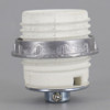 E-26 Grounded Porcelain Threaded Skirt Lamp Socket with 1/8ips Threaded Cap and Die-Cast Metal Shade Ring.