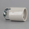 E26 Porcelain Lamp Socket with 1/8ips Removeable Hickey and Screw Terminal Wire Connections.