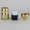 Polished Brass - 3 Terminal Keyless Lamp Socket with 1/8ips. Cap. For 2-Circuit Lamp. Must Be Controlled By Separate Switch. Terminal Screws are Color Coded Nickel to Screw Shell, Brass to Center Contact, Black to Ring Contact. Rated 660W 250V