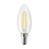 A filament style LED with the look and feel of a traditional incandescent lamp. The torpedo shape lamp has a European E14 base and a color temperature of 3000K. A 4.5-watt LED, but is equivalent to a 40-watt incandescent. Additional features include being dimmable and suitable for use in enclosed fixtures.