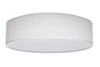 15in Diameter White Fabric Shade Drum LED Flush Mounted Fixture with Acrylic Diffuser. Light Fixture features a 20W Integrated Dimmable LED with selectable Warm to Cool 3000K / 4000K / 5000K color temperatures.