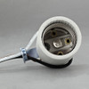 E-26 Porcelain 90 Degree Lamp Socket with 1/2in Tall /8ips Hickey and 18in Long Wire Leads.