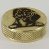 1/8ips - 1-1/4in X 3/8in Diamond Knurled Disc Finial with Dachshund Engraving - Unfinished Brass