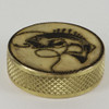 1/8ips - 1-1/4in X 3/8in Diamond Knurled Disc Finial with Fish Engraving - Unfinished Brass