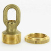 1/4ips Threaded Colonial Screw Collar Loop with Ring and Wire Way - Unfinished Brass