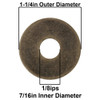 1-1/4in Diameter - Steel Washer - 1/8ips Slip Center Hole - Antique Brass Finish