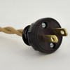 8ft Long Metallic Gold Twisted 18/2 SPT-2 Type UL Listed Powercord with Antique Style Phenolic Plug.