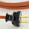 12ft. Long 18/2 SPT-2-B Metallic Leather/Burnt Orange Houndstooth Cloth Braided Wire Lamp Cord Set with Decorative Plug