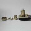 3/8in Shank On/Off Rotary Lamp Switch with Removeable Knob, Plastic Shaft, and Wire Leads - Brass Plated