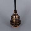 20Ft Long Black Nylon Overbraid Metal E-26 Base Keyless Lamp Socket - Antique Brass