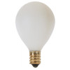 10 Watt G12-1/2 Pear Incandescent; Satin White; 1500 Average rated hours; 50 Lumens; Candelabra base; 120 Volt