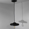 8in. Shade Holder Pendant Fitter Fixture with 15 ft Black Wire and Black Canopy - UL Listed