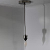 E-12 Pendant Lighting Fixture Polished Nickel Finish with Metallic Silver Over Braided - 6ft Long SVT Wire