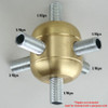 4 X 1/8ips. Side Holes - 1/8ips Bottom -  Large Cluster Body - Unfinished Brass