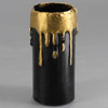 2in. Long Plastic E-12 Base Candle Socket Cover - Candelabra - Black with Gold Drip