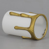 2in. Long Plastic E-26 Base Candle Socket Cover - Edison - White with Gold Drip