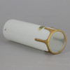 4in. Long Plastic E-26 Base Candle Socket Cover - Edison - White with Gold Drip