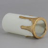 2in. Long Plastic E-12 Base Candle Socket Cover - Candelabra - White with Gold Drip