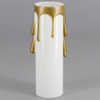 3in. Long Plastic E-12 Base Candle Socket Cover - Candelabra - White with Gold Drip