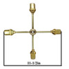 4 Light X-Cluster - E-26 - Wired with Top Loop and Chain - Unfinished Brass