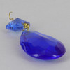 38mm (1-1/2in.) Blue Crystal Pear Drop with Jewel and Brass Clip