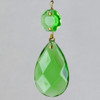 38mm (1-1/2in.) Green Crystal Pear Drop with Jewel and Brass Clip