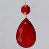 50mm (2in.) Red Crystal Pear Drop with Jewel and Brass Clip