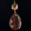 38mm (1-1/2in.) Peach Crystal Pear Drop with Jewel and Brass Clip