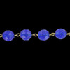 12mm. Blue Crystal  Cut and Faceted Round Beaded with Brass Pin Chain