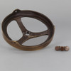 3-1/4in. Antique Brass Finish Cast Brass Spoked Holder with 1/8ips. Female Thread Center Hole