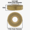 #8/32 - 7/16in Diameter x 1/8in H - Threaded Flat Round Nut - Unfinished Brass