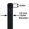 14in. Long 1/4ips (1/2in O.D) Black Powder Coated Finish Round Hollow Pipe