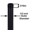 3in. Long 1/4ips (1/2in O.D) Black Powder Coated Finish Round Hollow Pipe