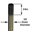 12in. Antique Brass Finish Pipe with 1/8ips. Thread