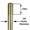 22 in. Long X 1/8ips Unfinished Brass Pipe Stem Threaded 3/4in Long on Both Ends