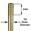 28 in. Long X 1/8ips Unfinished Brass Pipe Stem Threaded 3/4in Long on Both Ends