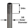 7-1/2in. Nickel Plated Finish Pipe with 1/8ips. Thread