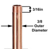 23in  X 1/8ips Threaded Unfinished Copper Pipe with 1/4in Long Threaded Ends.