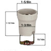 2-3/4in. E-26 Base Porcelain Lamp Socket with Screw Terminal Connection and Removable 1/8ips. Hickey