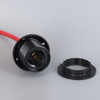 BLACK E-26 PHENOLIC THREADED SOCKET WITH 1/8IPS. CAP AND RING. PRE-WIRED 6FT RED NYLON OVERBRAID
